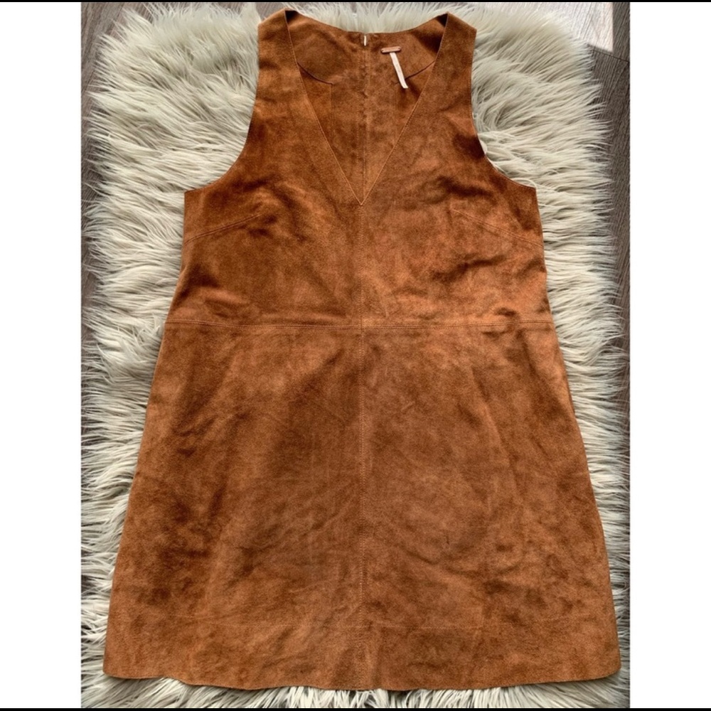 Free People Suede Mini Dress in Chestnut Brown